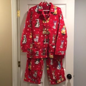 Nick & Nora Flannel Dog Print Christmas Pajamas